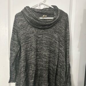 Black and gray turtle neck blouse